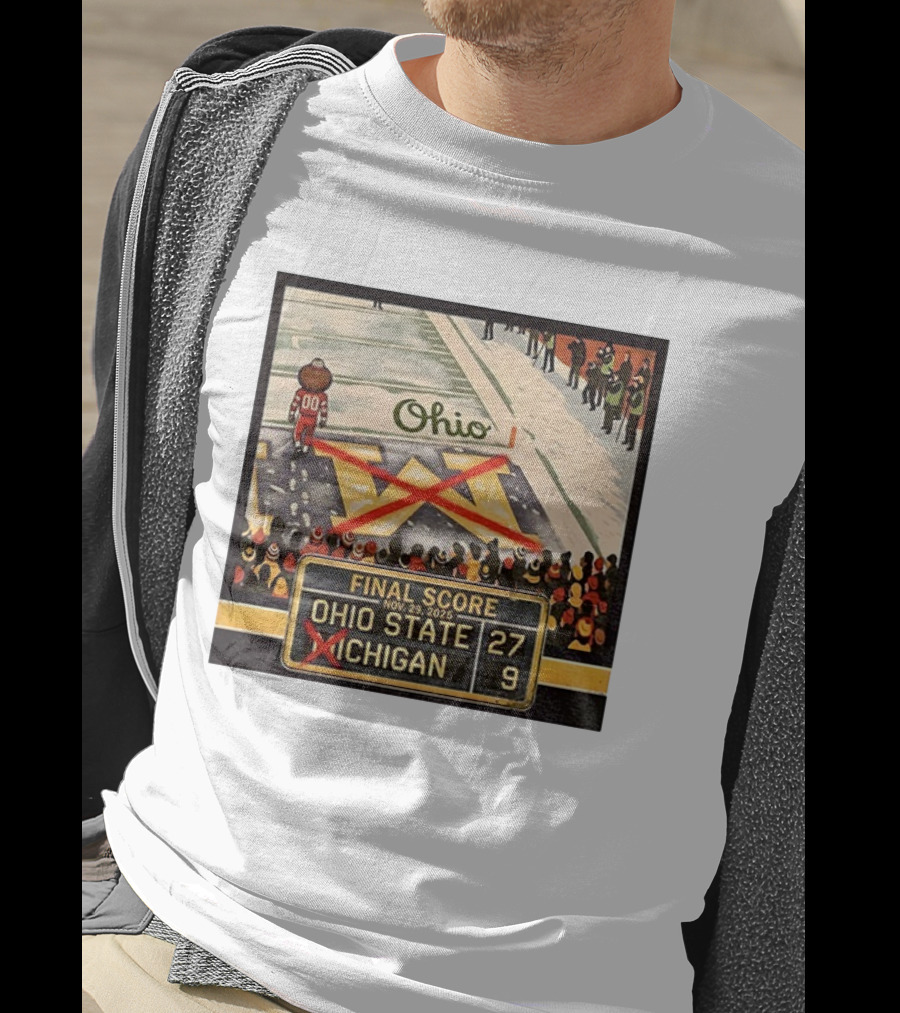 Ohio State 27 Michigan 9 Final Score 2025 Brutus Crossing Out The M Ohio Rivalry T-Shirt