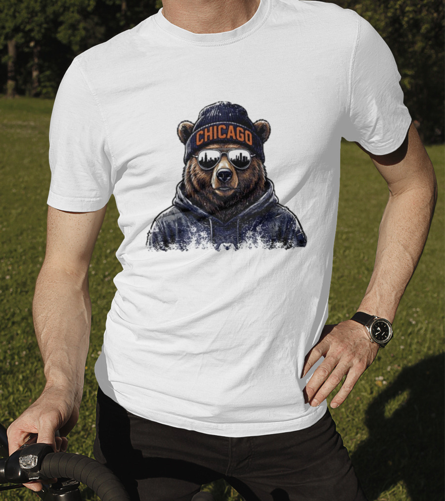 Chicago Bear Football Mascot Sunglasses Beanie Hat T-Shirt