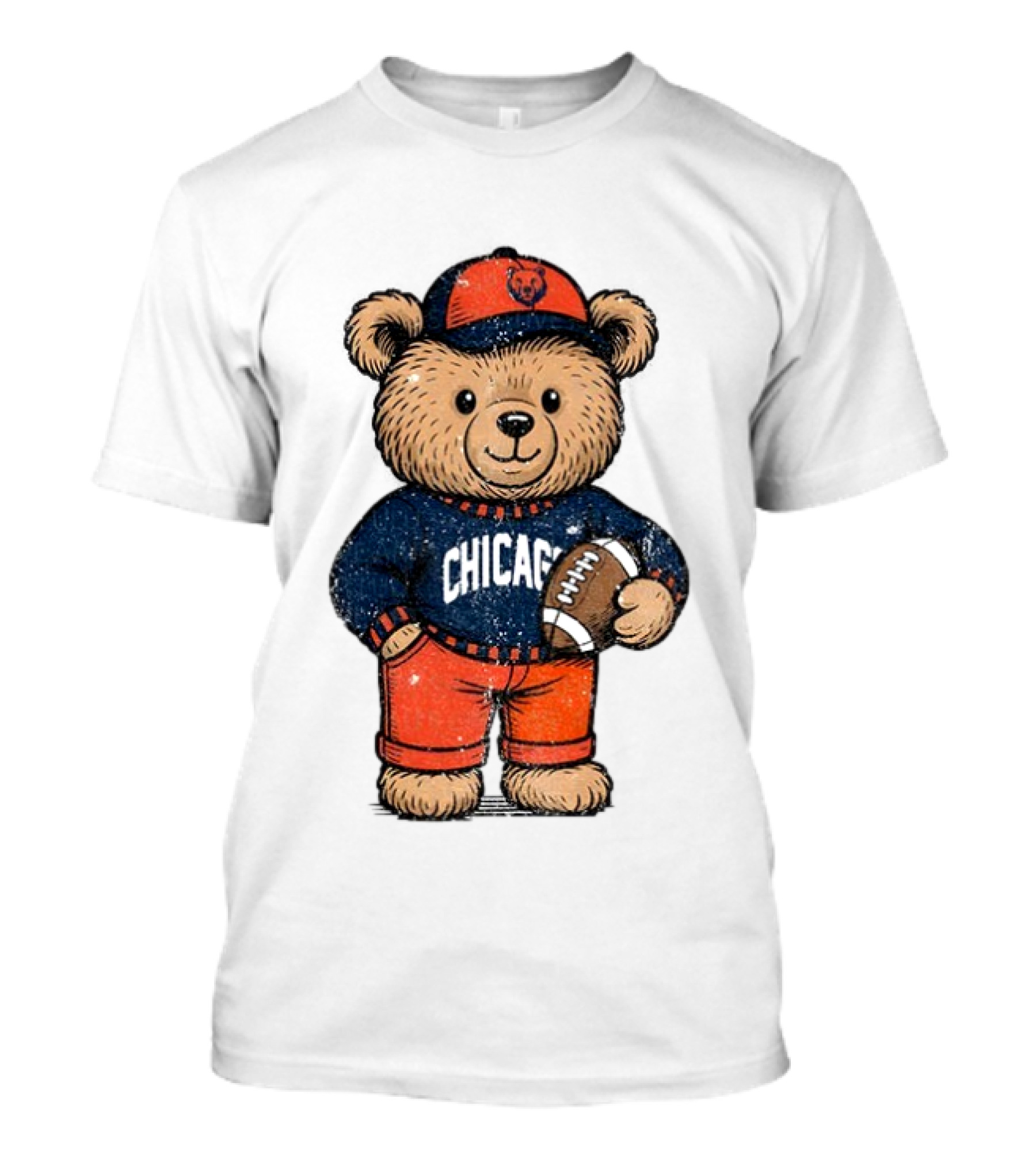 Chicago Bears Football Teddy Bear Holding Football NFL Merchandise T-Shirt