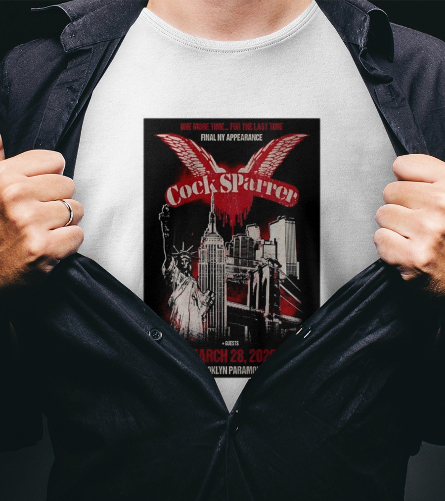 Cock Sparrer Final NY Appearance Brooklyn Paramount March 28 2026 Statue Of Liberty Empire State Building T-Shirt