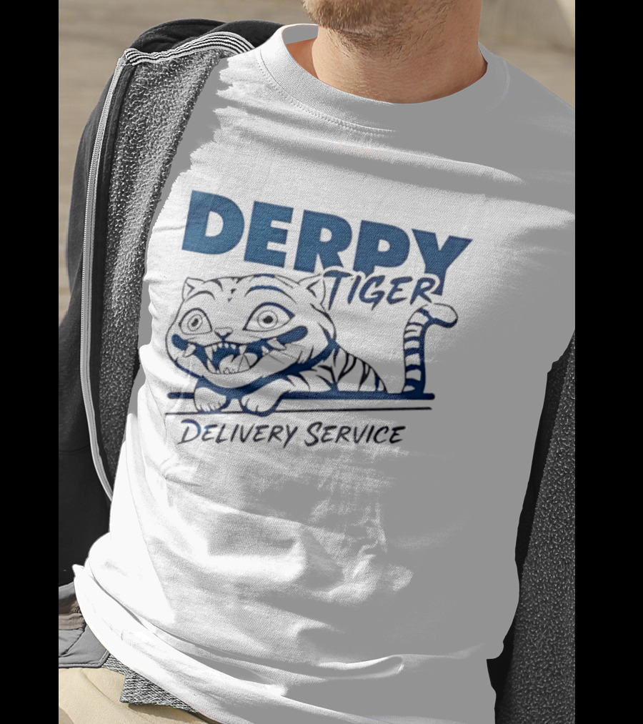 Derpy Tiger Delivery Service Cute Cartoon Animal T-Shirt