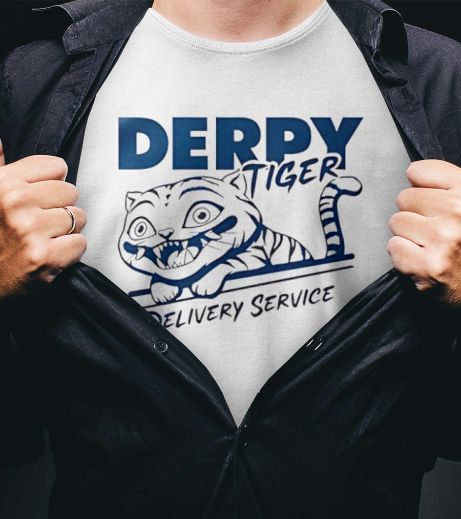 Derpy Tiger Delivery Service Cute Cartoon Animal T-Shirt