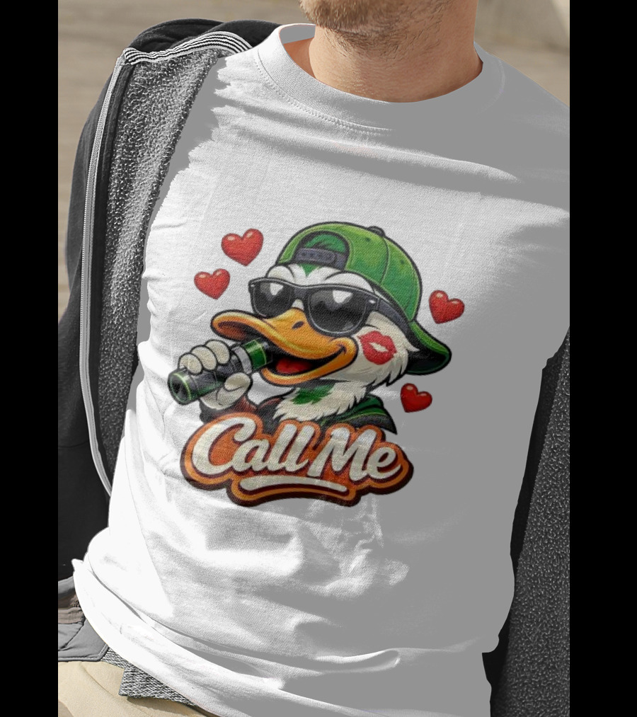 Duck Call Me Cool Sunglasses Heart Kiss Lips T-Shirt