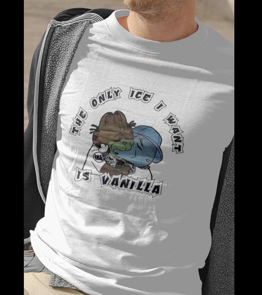 Orange Cat The Only Ice I Want Is Vanilla Hugging T-Shirt