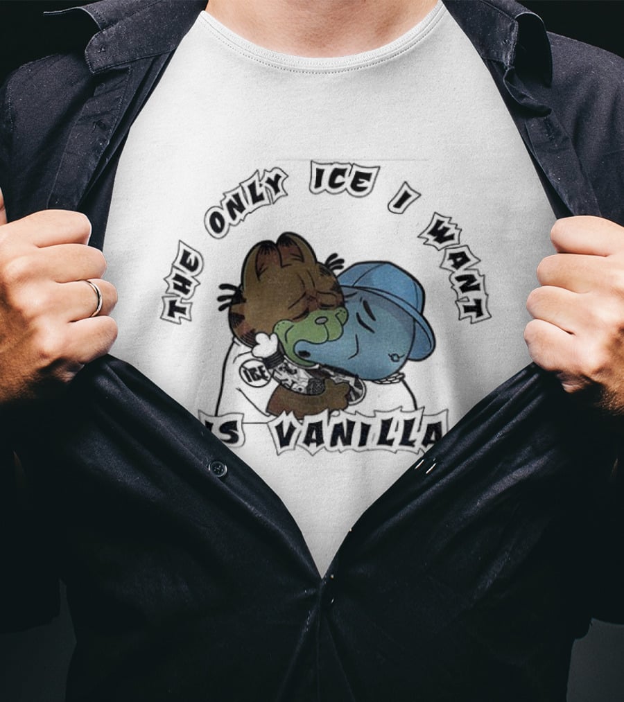 Orange Cat The Only Ice I Want Is Vanilla Hugging T-Shirt
