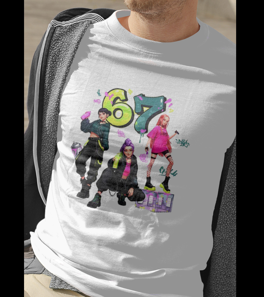 Six Seven 67 Graffiti Kpop Huntrix Girls Band Meme T-Shirt