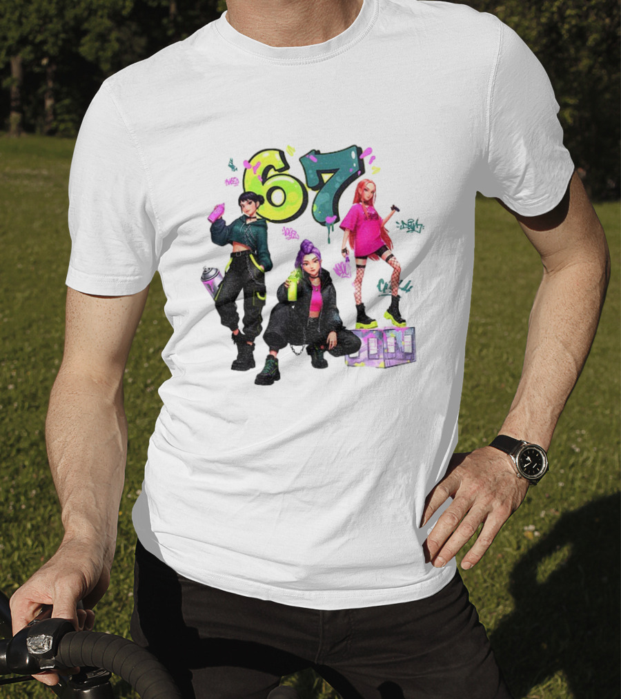 Six Seven 67 Graffiti Kpop Huntrix Girls Band Meme T-Shirt
