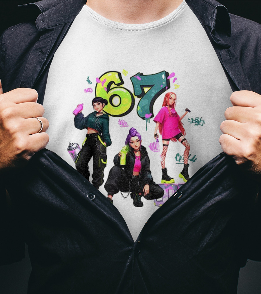 Six Seven 67 Graffiti Kpop Huntrix Girls Band Meme T-Shirt