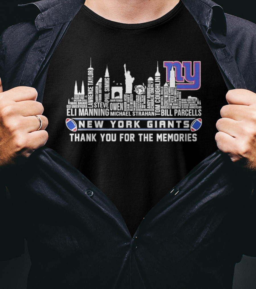 New York Giants Eli Manning Thank You For The Memories City Skyline T-Shirt