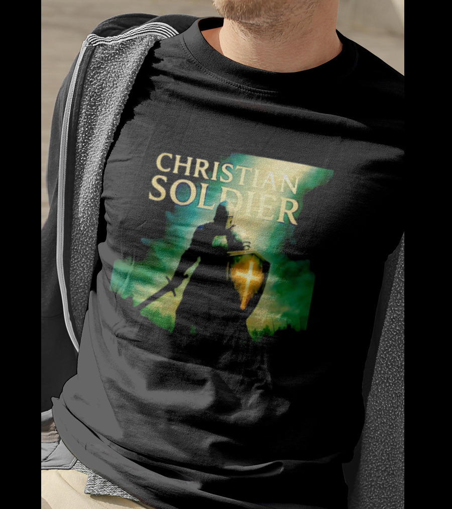 Christian Soldier Knight Shield Cross Iconic Warrior T-Shirt