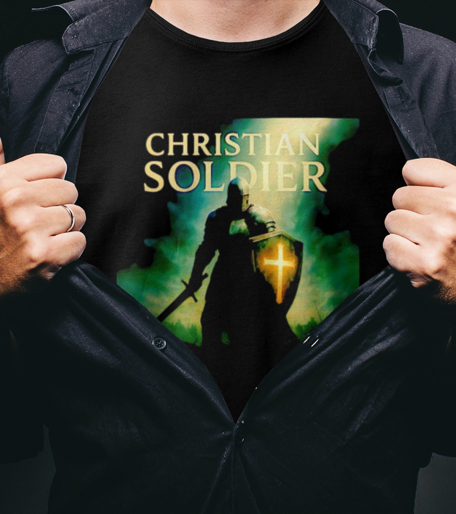 Christian Soldier Knight Shield Cross Iconic Warrior T-Shirt