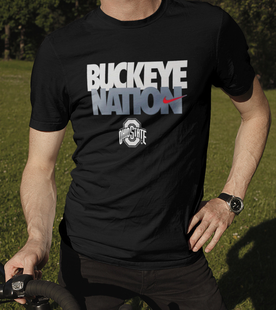 Buckeye Nation Ohio State O H I O Nike Swoosh Collegiate Gear T-Shirt