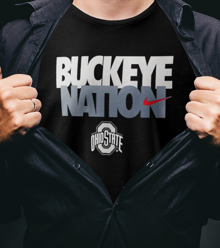 Buckeye Nation Ohio State O H I O Nike Swoosh Collegiate Gear T-Shirt