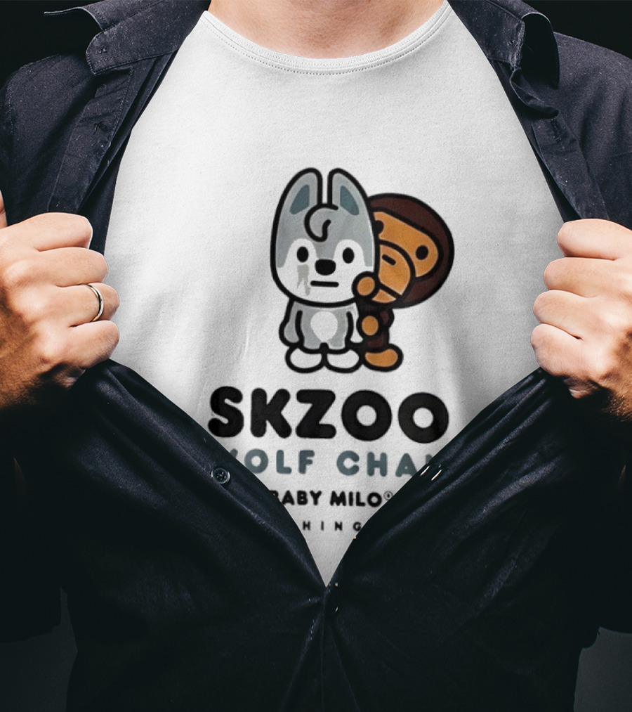 SKZOO Wolf Chan Baby Milo BAPE Stray Kids Collaboration T-Shirt