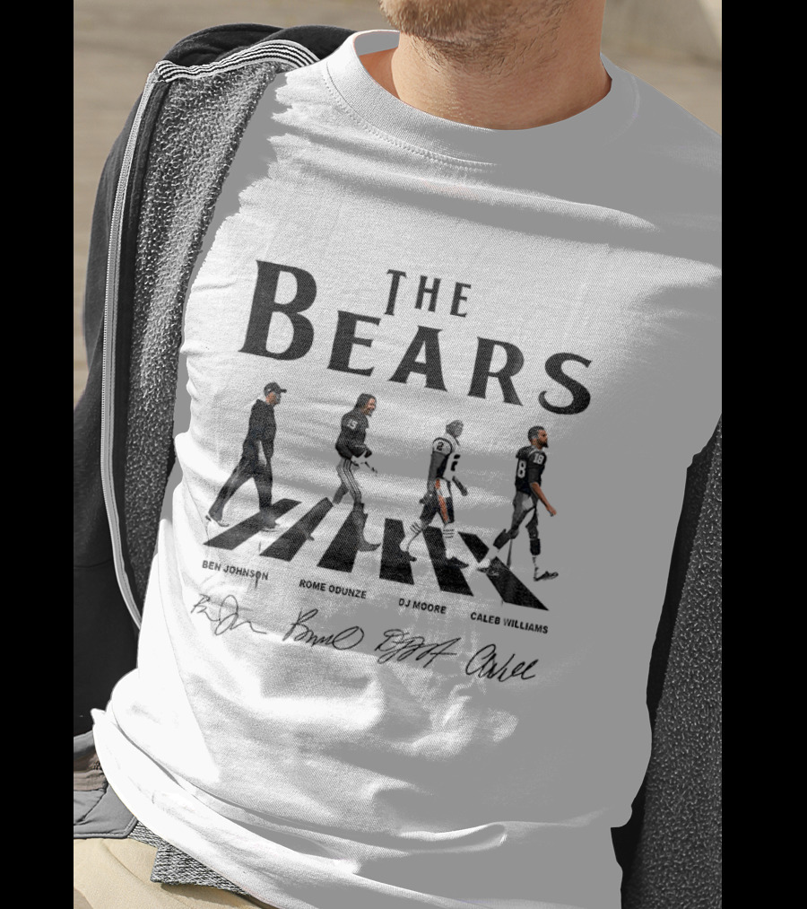 Ben Johnson Rome Odunze DJ Moore Caleb Williams Chicago Bears Abbey Road Signatures T-Shirt