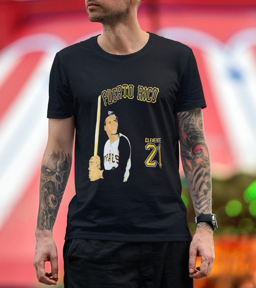 Puerto Rico Roberto Clemente 21 Pittsburgh Pirates Baseball T-Shirt