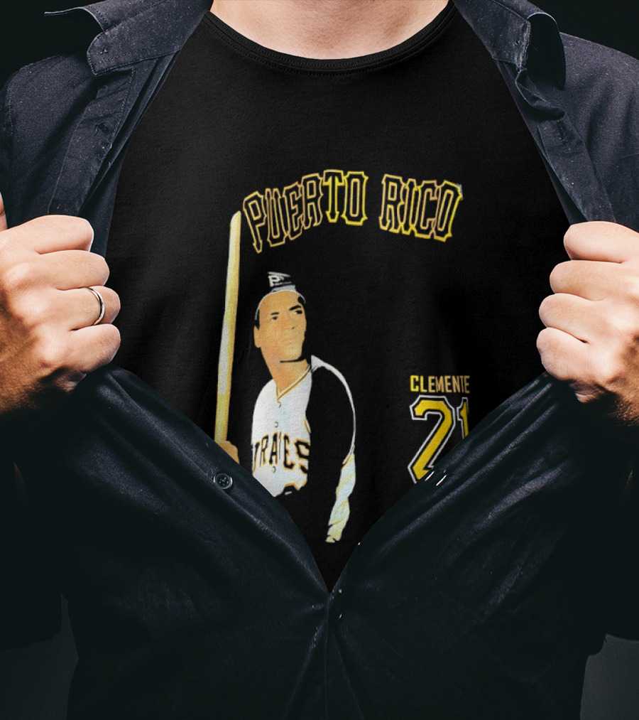 Puerto Rico Roberto Clemente 21 Pittsburgh Pirates Baseball T-Shirt