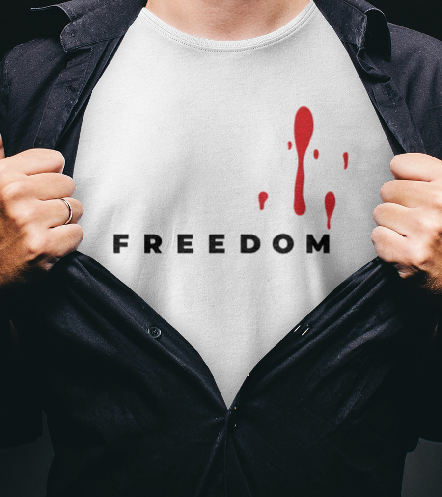 Charlie Kirk Liberty Freedom Memorial Blood Splatter T-Shirt