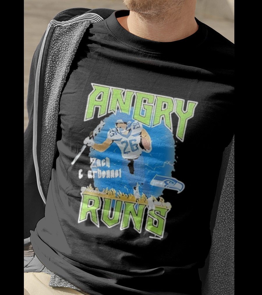 Seattle Seahawks Zach Charbonnet Angry Runs NFL Football 26 Seahawks Fan Gear T-Shirt