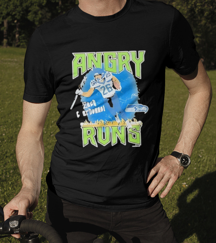 Seattle Seahawks Zach Charbonnet Angry Runs NFL Football 26 Seahawks Fan Gear T-Shirt