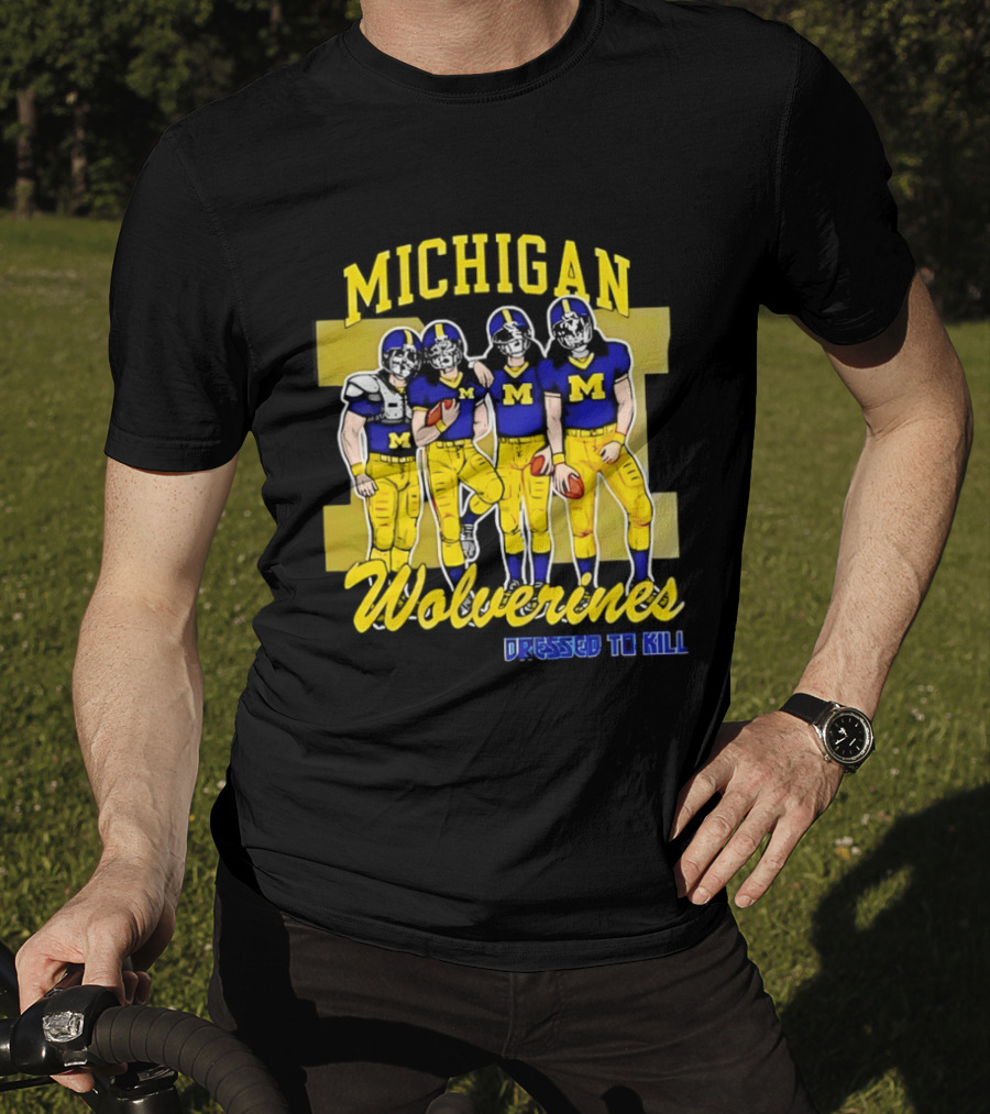 Michigan Wolverines Football Dressed To Kill Team Players Yellow And Blue T-Shirt