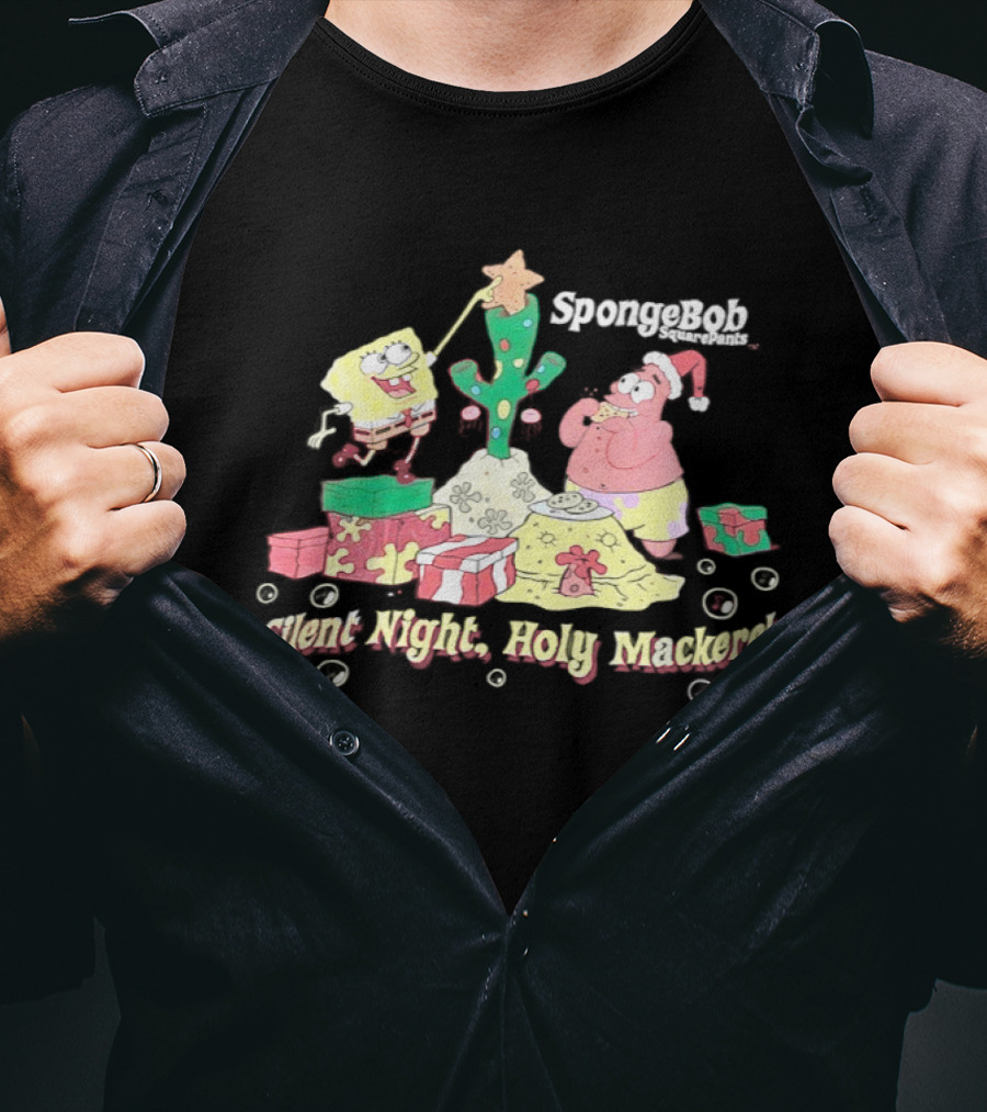 SquarePants Patrick Star Christmas Silent Night Holy Mackerel T-Shirt