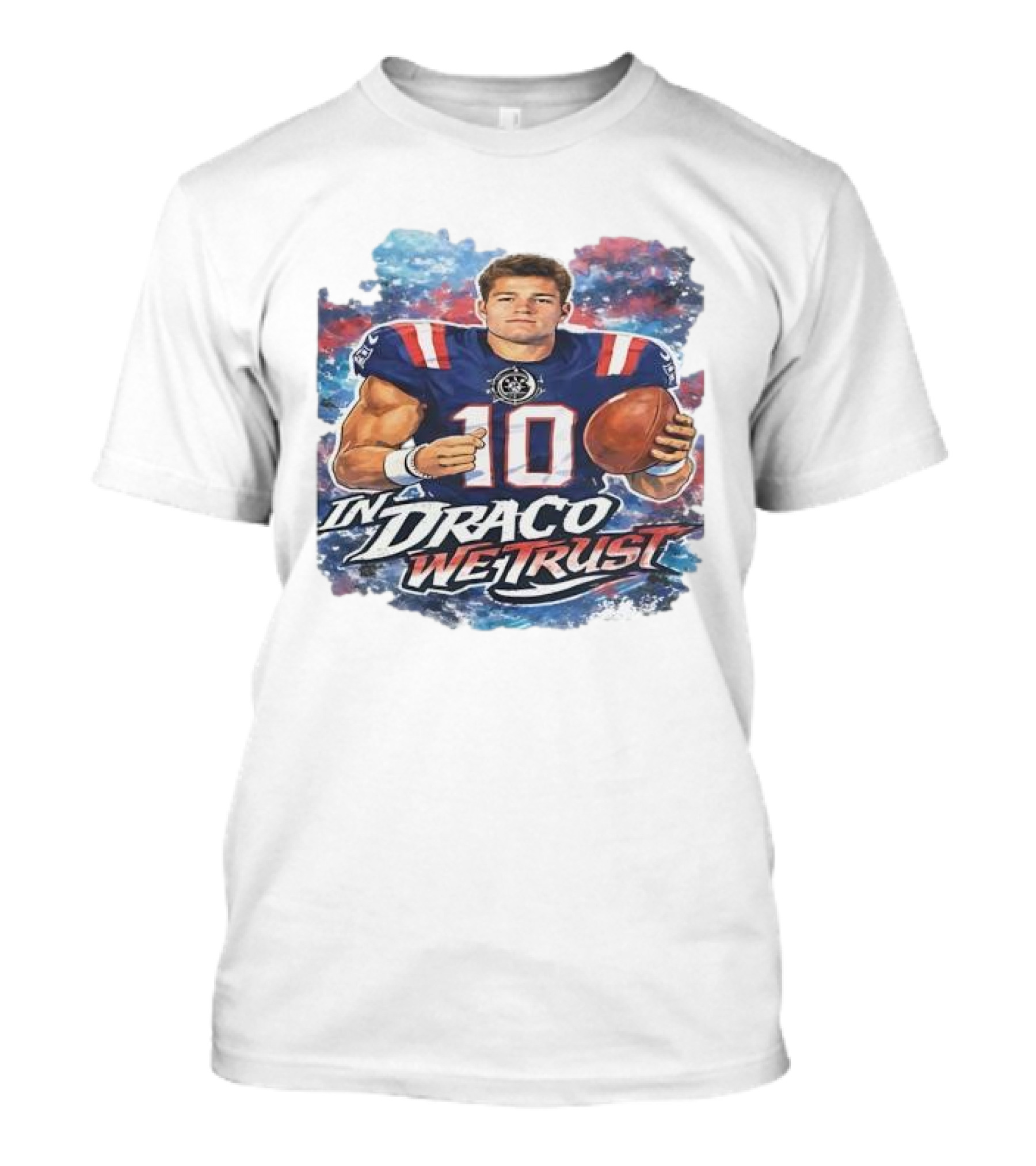 New England Patriots In Draco We Trust Drake Maye Number 10 T-Shirt