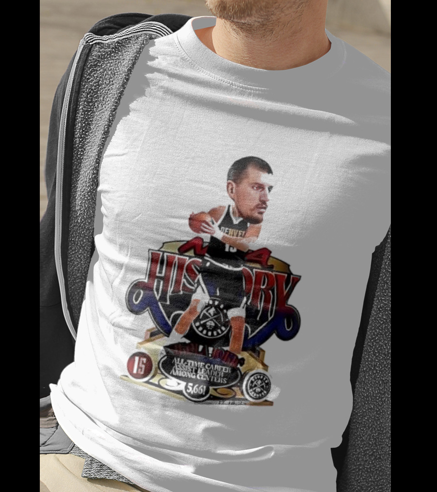 Nikola Jokic Nuggets NBA History All Time Basketball Cartoon T-Shirt