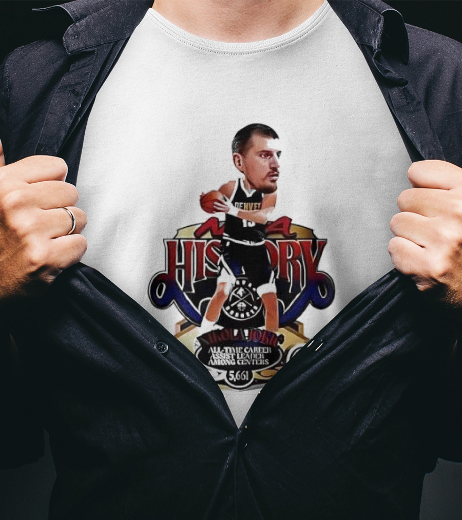 Nikola Jokic Nuggets NBA History All Time Basketball Cartoon T-Shirt