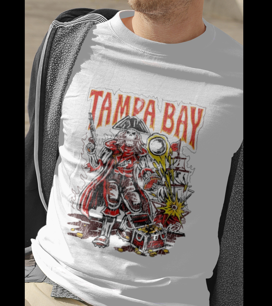 Tampa Bay Pirate Skeleton Exploding Cannonball T-Shirt