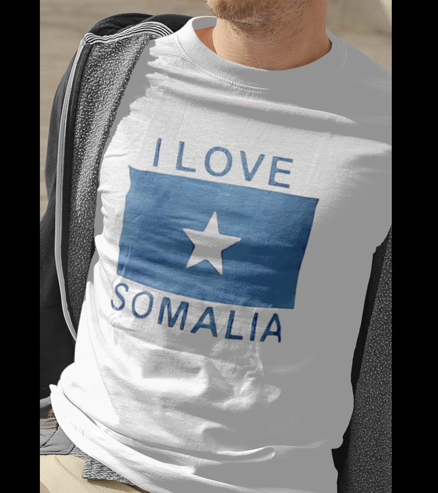 I Love Somalia Flag Blue Star T-Shirt