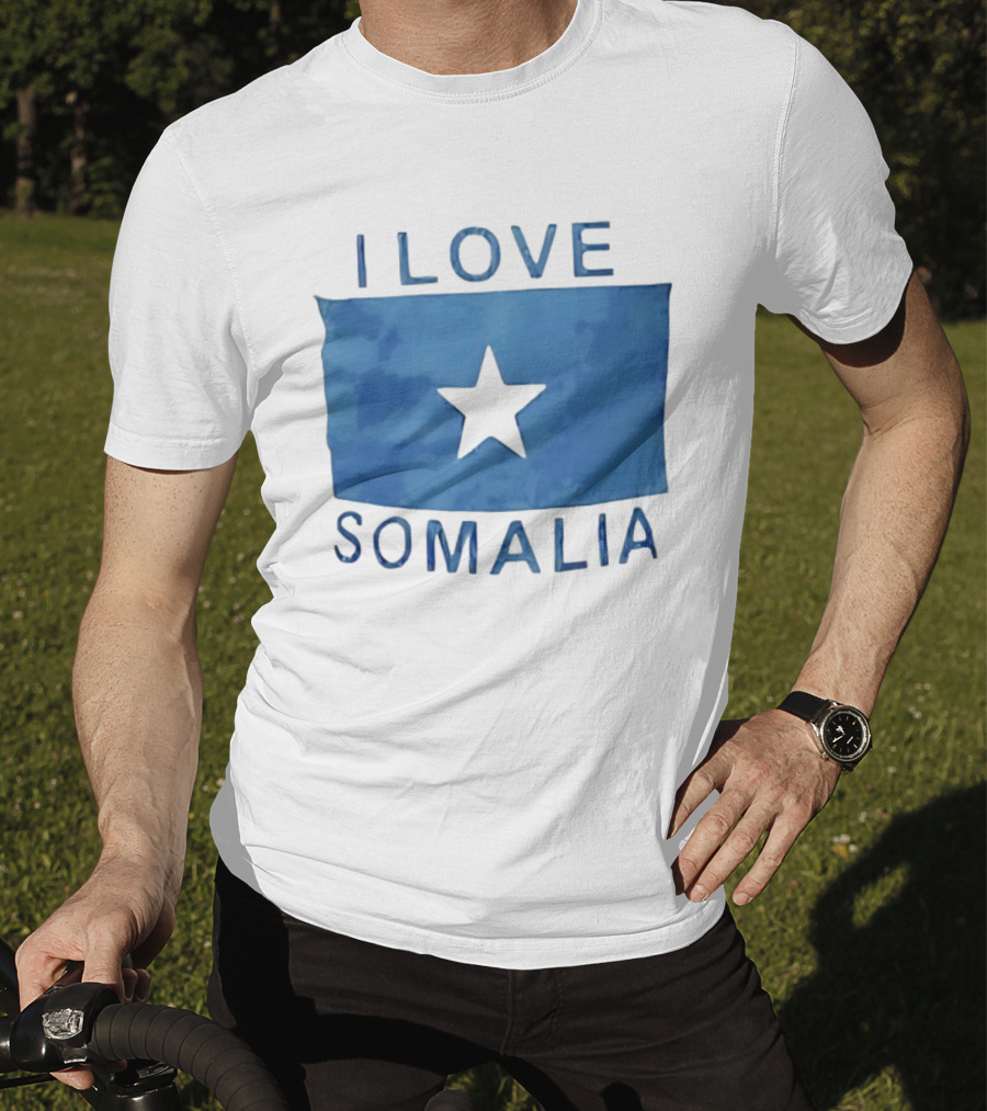 I Love Somalia Flag Blue Star T-Shirt