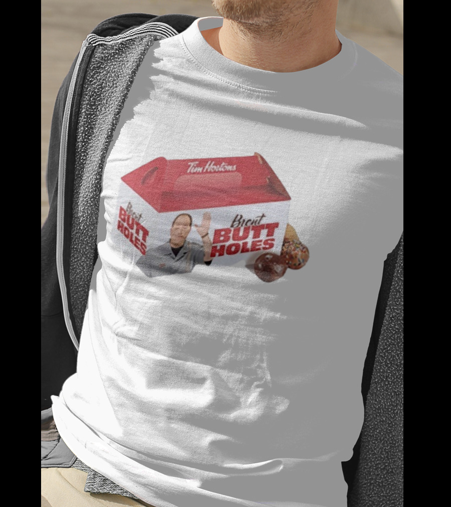 Tim Hortons Brent Butt Holes Box With Donuts T-Shirt