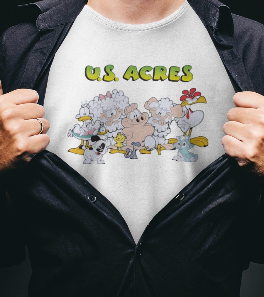 U.S. Acres Wade Orson Roy Lanolin Booker Sheldon Bo Sheep Egghead Cartoon Characters T-Shirt