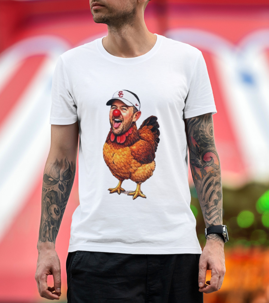 USC Coach Lincoln Riley Chicken Parody With Red Nose Clown Face T-Shirt