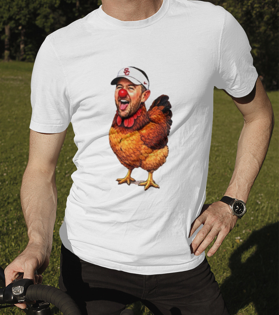 USC Coach Lincoln Riley Chicken Parody With Red Nose Clown Face T-Shirt
