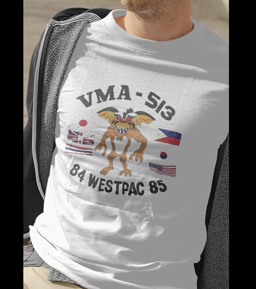 VMA 513 84 Westpac 85 Devil Creature With Flags T-Shirt