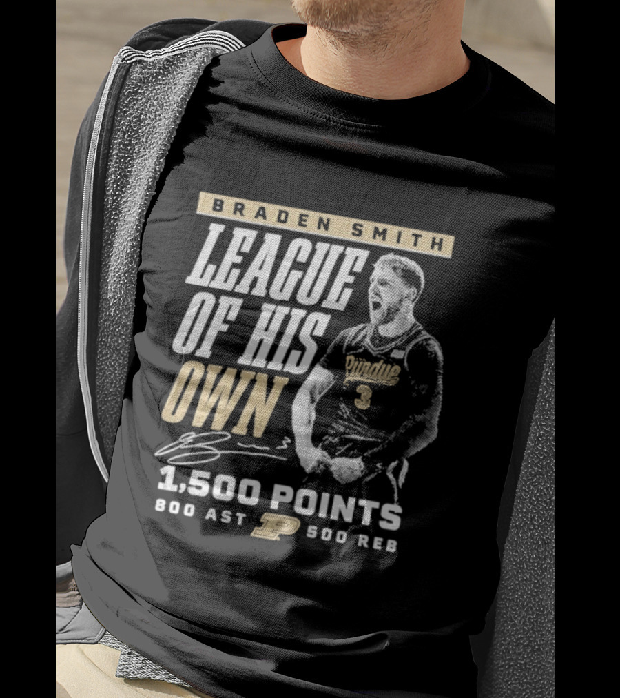 Braden Smith League Of His Own 1500 Points 800 Ast 500 Reb Purdue Boilermakers T-Shirt