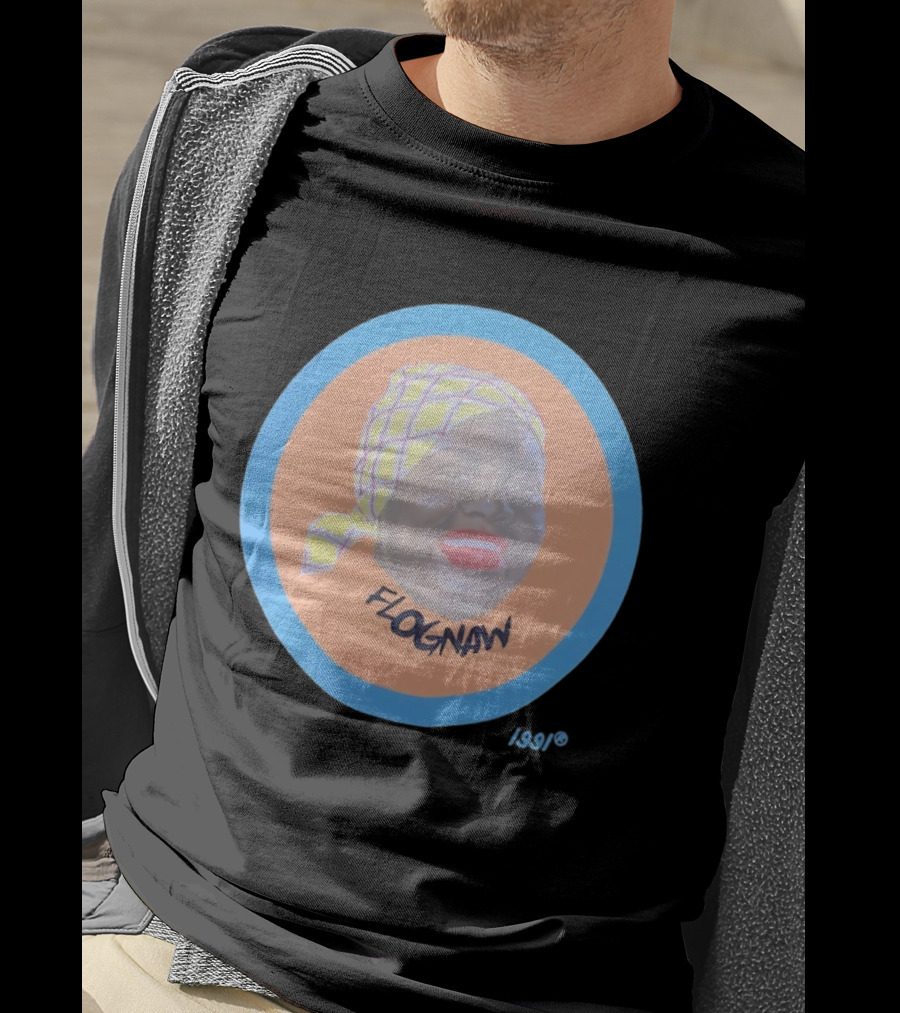 Golf Wang Flognaw Portrait Yellow Scarf Oval Blue Border T-Shirt