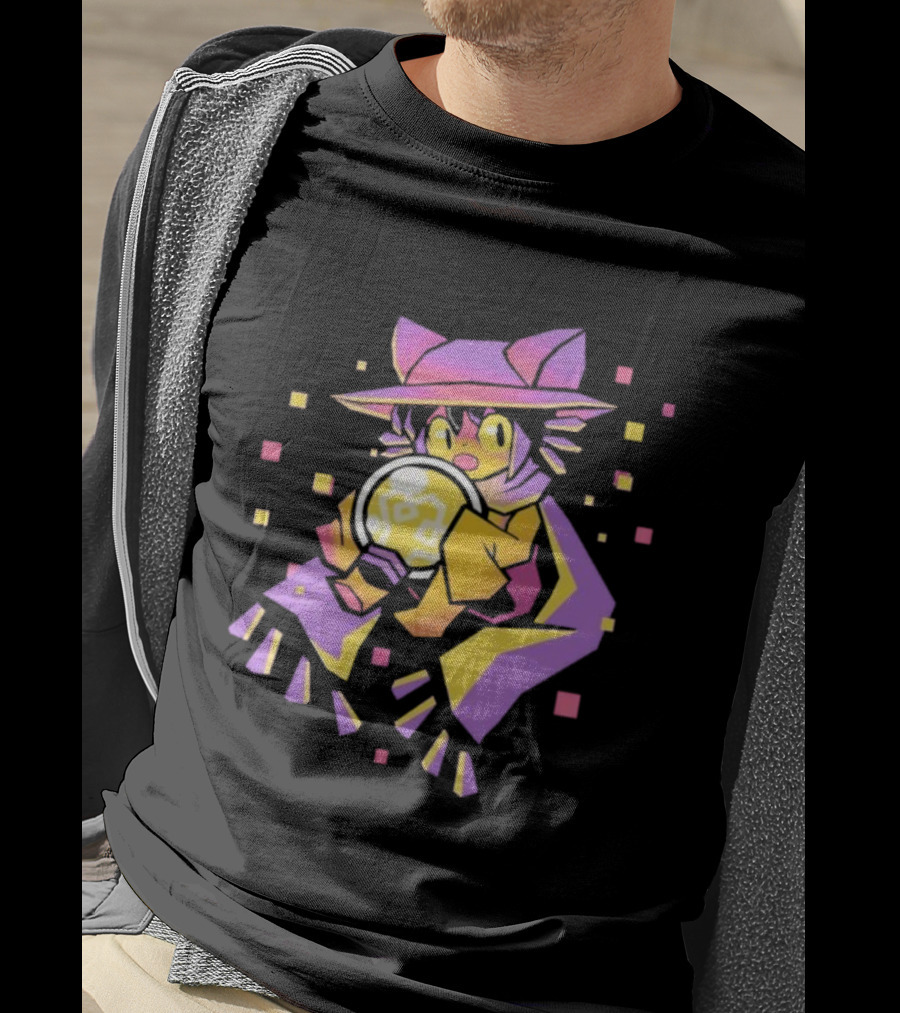 OneShot Niko Holding Lightbulb Pixel Art Purple Yellow T-Shirt