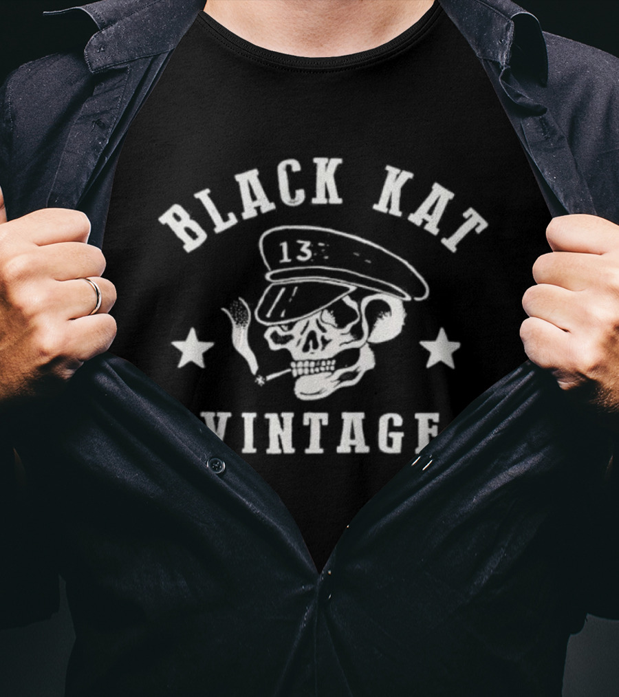Social Distortion Black Kat Vintage 13 Moto Skull T-Shirt