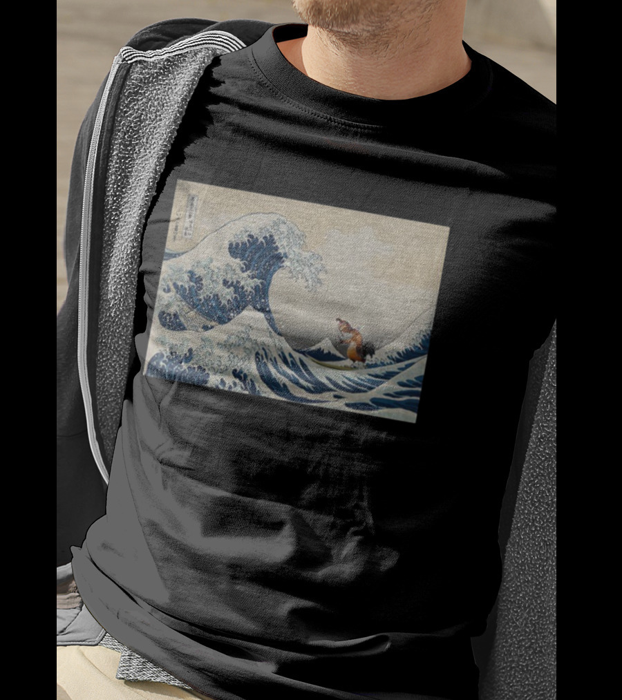 Great Wave Kanagawa Chicken Joe Meme Funny Ukiyo E T-Shirt