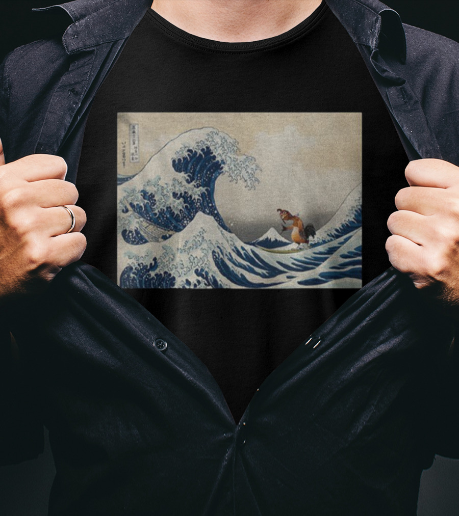 Great Wave Kanagawa Chicken Joe Meme Funny Ukiyo E T-Shirt