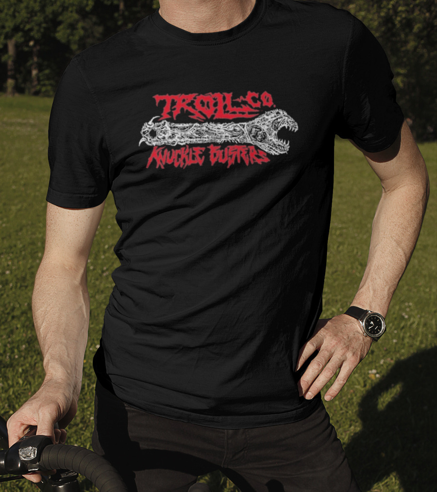 Troll Co Knuckle Busters Skeleton Fishchoke Wrench T-Shirt