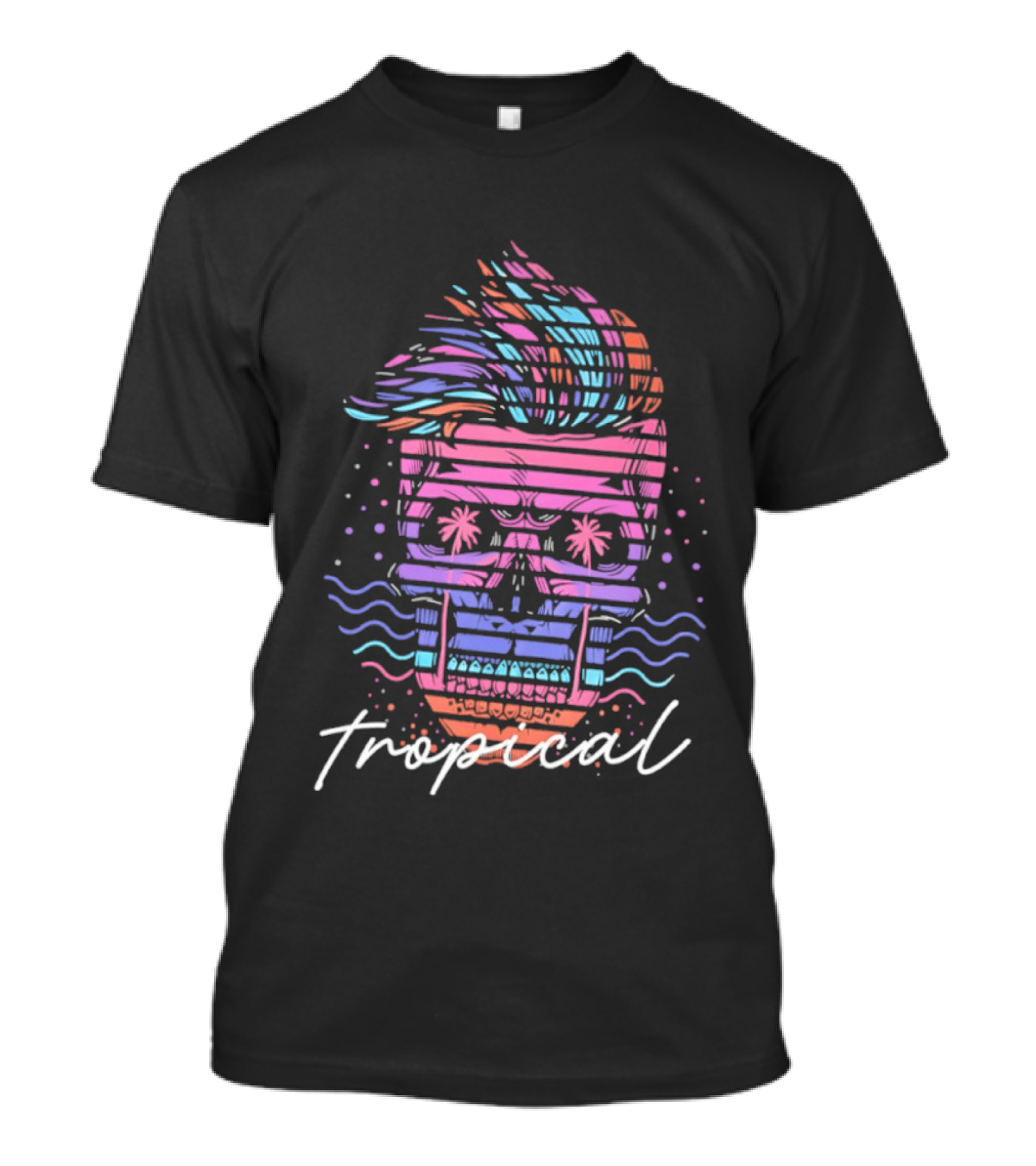 Tropical Skull Vibrant Retro Waves T-Shirt