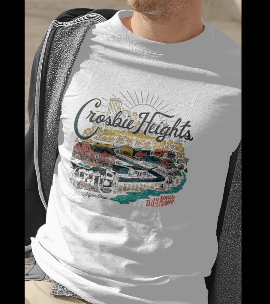 Crosbie Heights Tulsa City Riverfront Neighborhood Scene T-Shirt