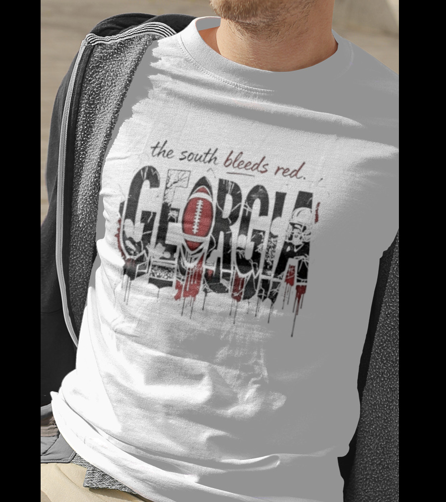 Georgia Bulldogs Football The South Bleeds Red Lights T-Shirt