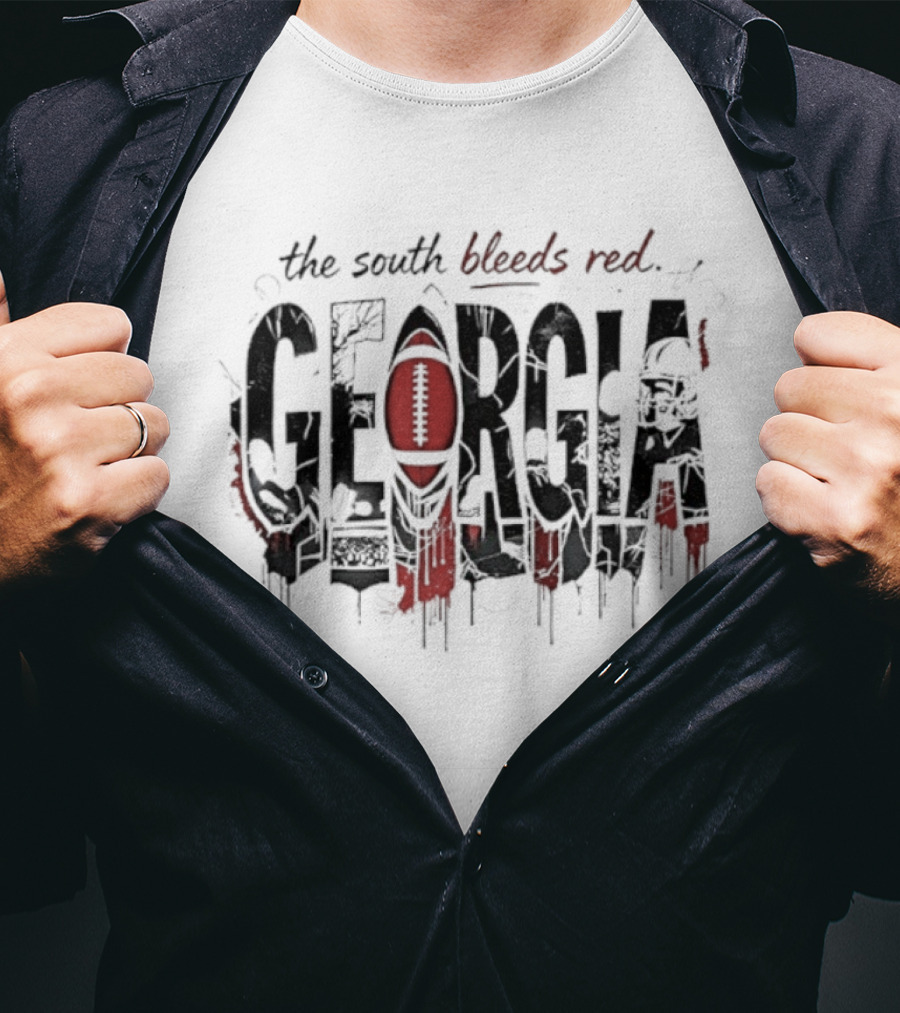 Georgia Bulldogs Football The South Bleeds Red Lights T-Shirt