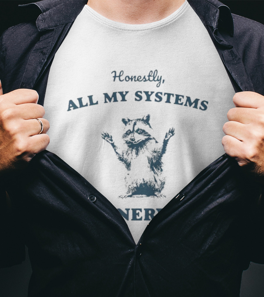 Honestly All My Systems Are Nervous Raccoon T-Shirt