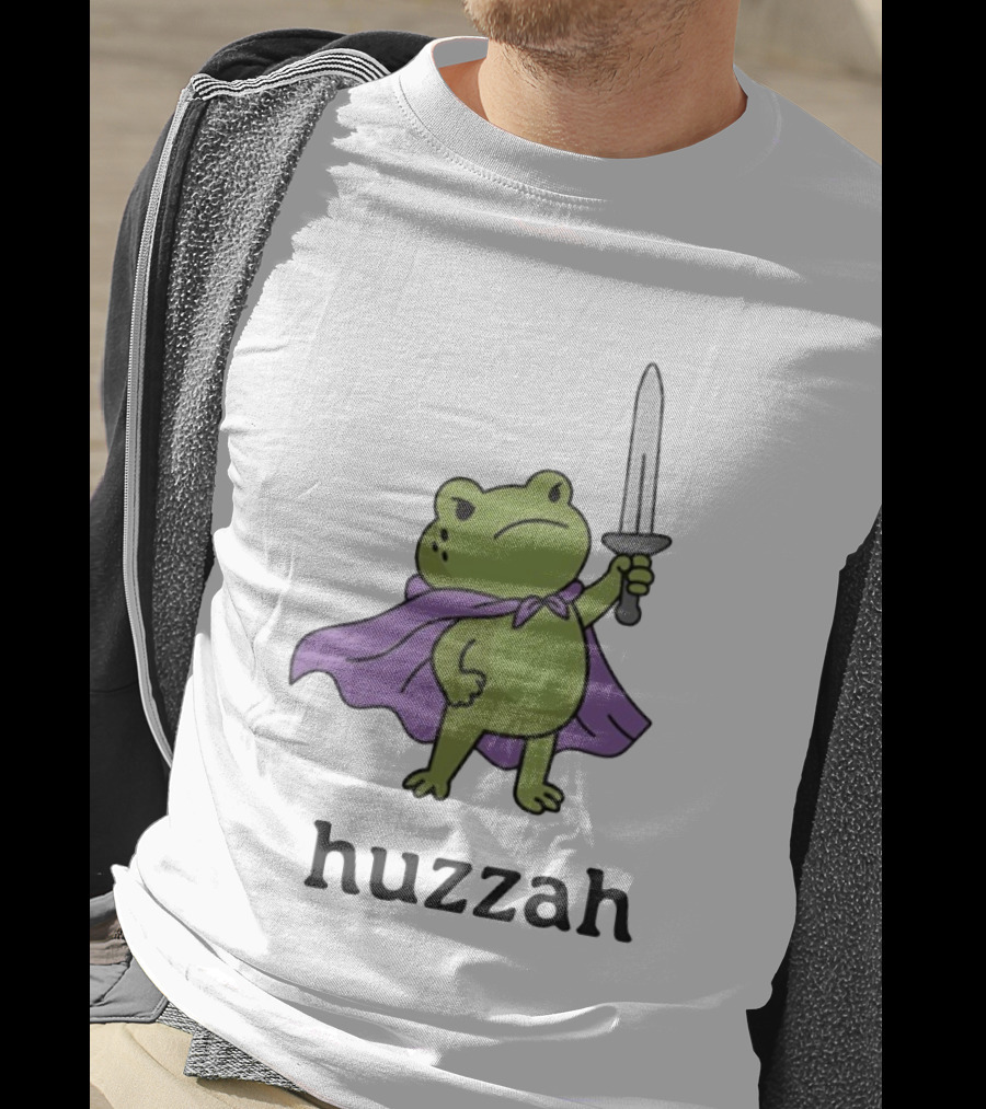 Huzzah Frog Purple Cloak Sword T-Shirt